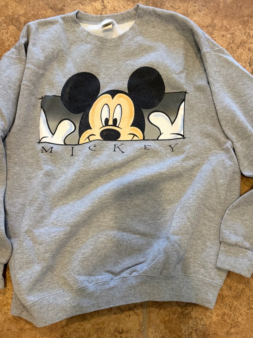 Disney Gray Mickey Mouse Peeking Sweatshirt